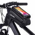 WILD MAN 1L Waterproof Bicycle Front Frame Bike Bag Top Tube Mount Bike Phone Holder with Touch Screen for Mountain Road Bike Cycling(SX3,Black)