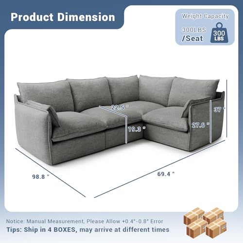 Cloud Modular Sectional Sofa, Waterproof Down Filled, High Backrest 5 Seater, Dark Gray J53470