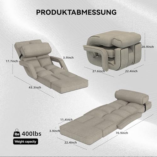 Esright Floor Chair, Padded Folding Gaming Chair with Adjustable Backrest, Dark Grey P960