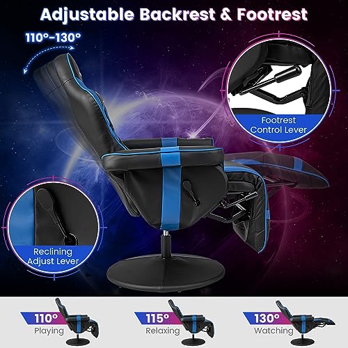 Goplus Massage Gaming Chair, Racing Recliner with Footrest, PU Leather N121