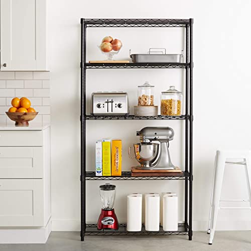 Amazon Basics 5-Shelf Adjustable Steel Wire Rack Storage Shelving, Chrome H984310
