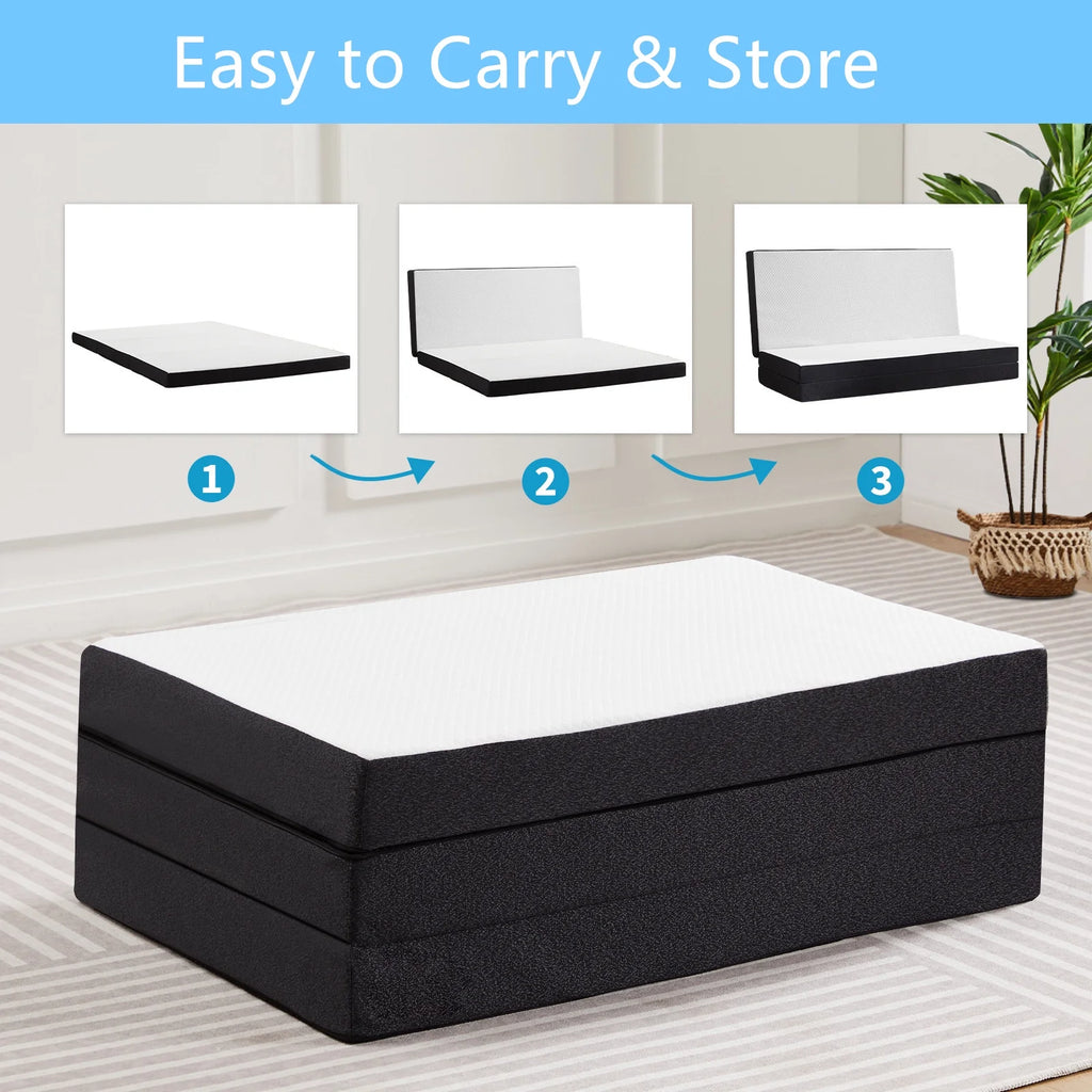 Smiaoer 3 Inch Folding Queen Memory Foam Mattress with Cover I9742