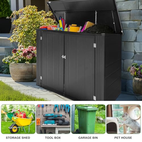 VINGLI Outdoor Storage Shed Resin Cabinet with Lockable Design, White M333440