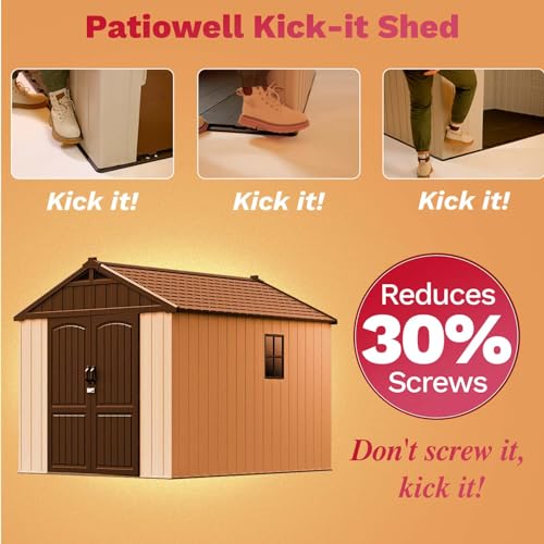 Patiowell 8 x 12 FT Plastic Outdoor Storage Shed with Floor, Window and Lockable Door F41822