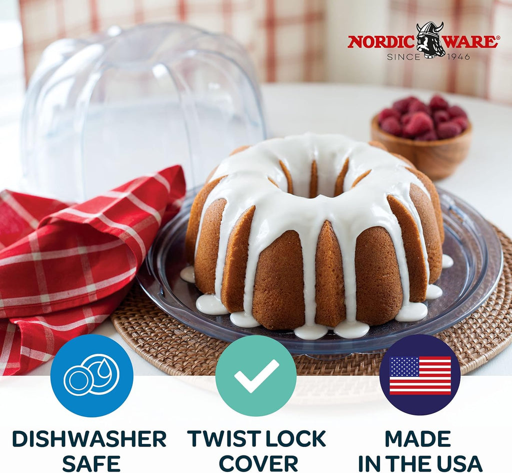 Nordic Ware Cake Keeper and Pro Cast Bundt Pan Bundle F387945