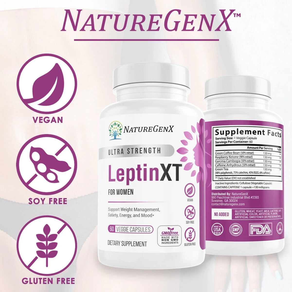 LEPTIN XT 650 MG Diet Pills for Women, 60 Capsules Q534249