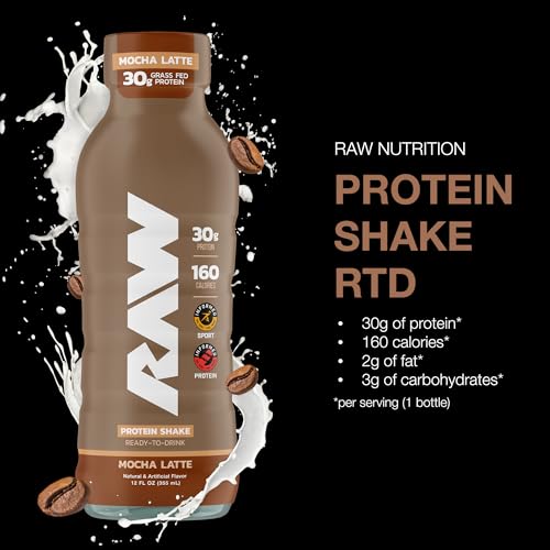 RAW Ready-to-Drink Protein Shake, Mocha Latte, 12 Fl Oz D1845