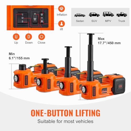 VEVOR 5 Ton Electric Car Jack with Hydraulic Lift and LED Light L7697