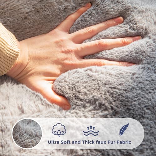 MAXYOYO Floral Shaped Bean Bag Sofa for Adults, Faux Fur, Beige M8911