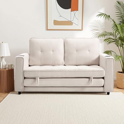 Loveseat Sleeper Sofa Bed Convertible Futon Couch Dark Blue Y2868