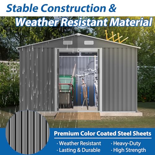 Outdoor Storage Shed 6x4 Ft, Heavy-Duty Resin Tool Shed with Lockable Doors Z7258