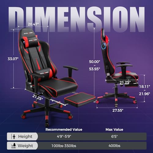 GTPLAYER Gaming Chair with Speakers and Footrest by GTRacing, Black M845420