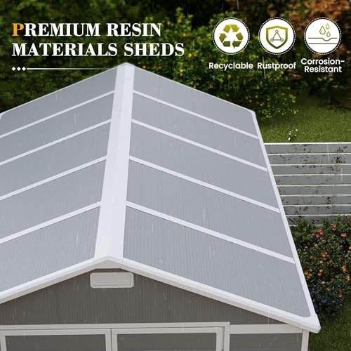 UDPATIO Outdoor Storage Shed 6x6 FT Resin Garden Shed with Lockable Door D90316