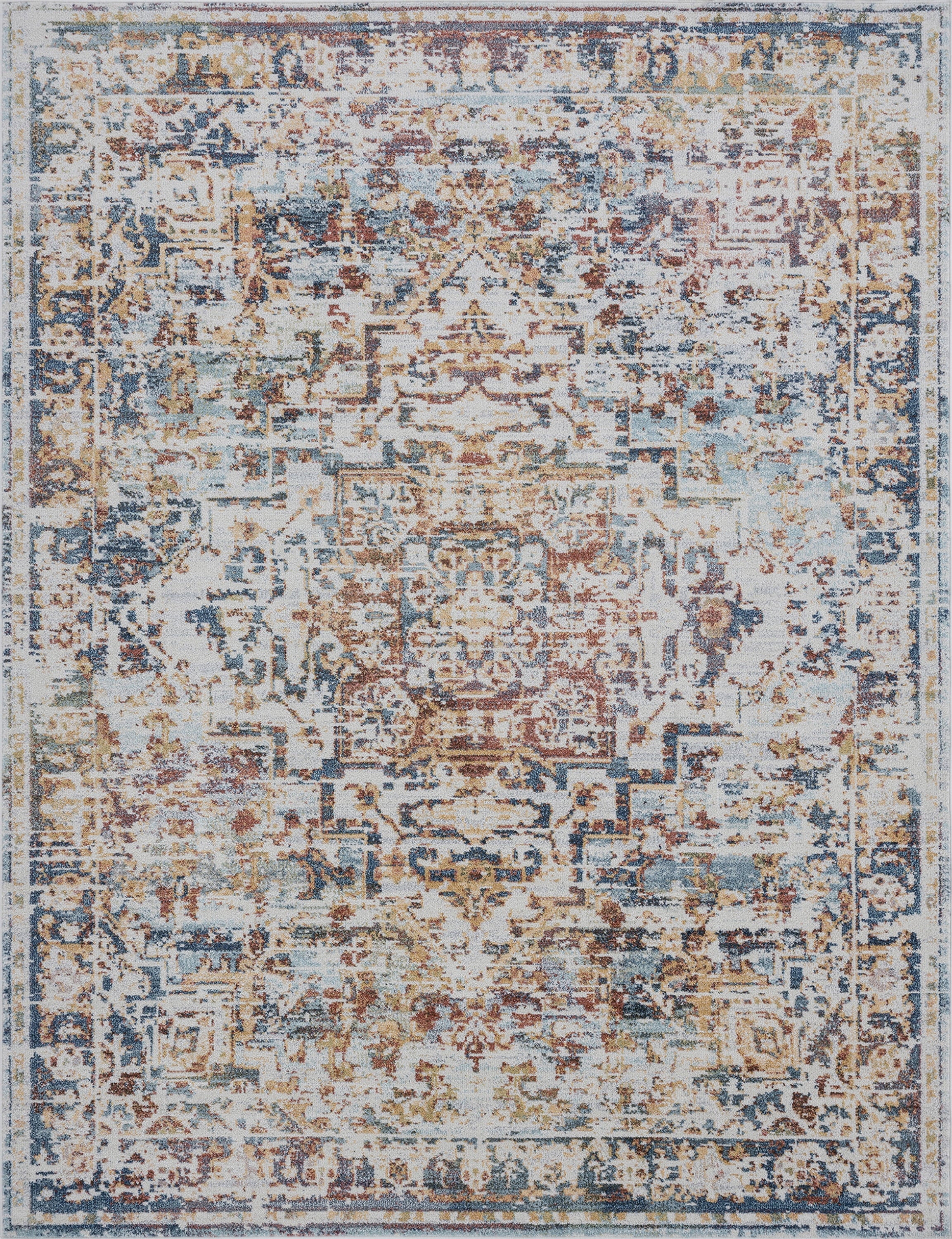 Traditional 5x7 Area Rug Oriental Navy Cream Living Room M4834