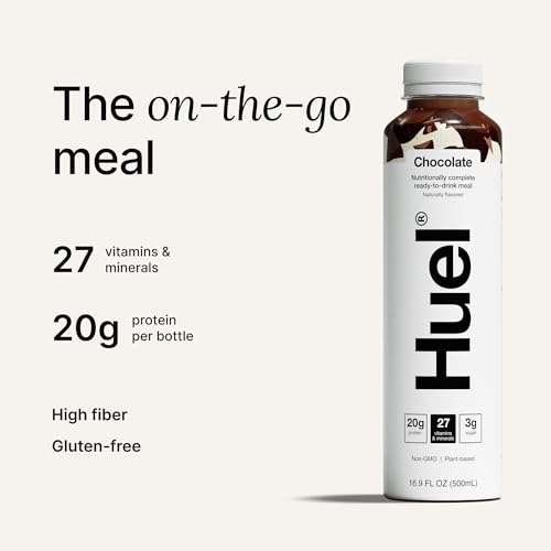 Huel Ready-to-Drink Chocolate Meal Replacement, 20g Protein, 16.9 Fl Oz (12 Pack) D52742