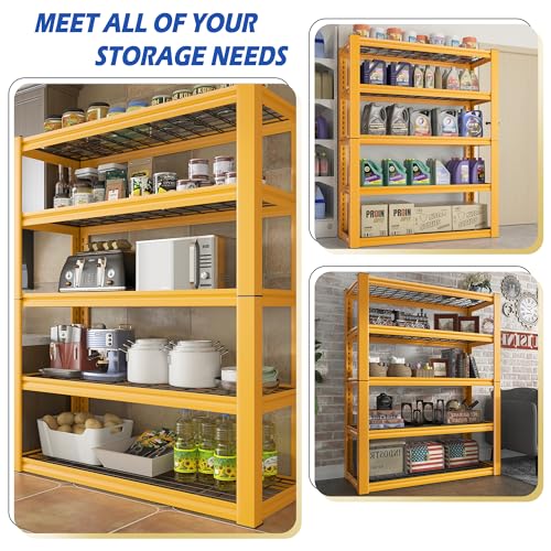 REIBII 3010LBS Storage Shelves 72" H Heavy Duty Metal 5 Tier Adjustable Shelving, Black B7978
