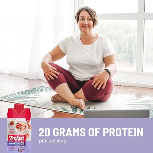 SlimFast Protein Shake, Chocolate, 20g Protein, Meal Replacement, 12 Count R712103