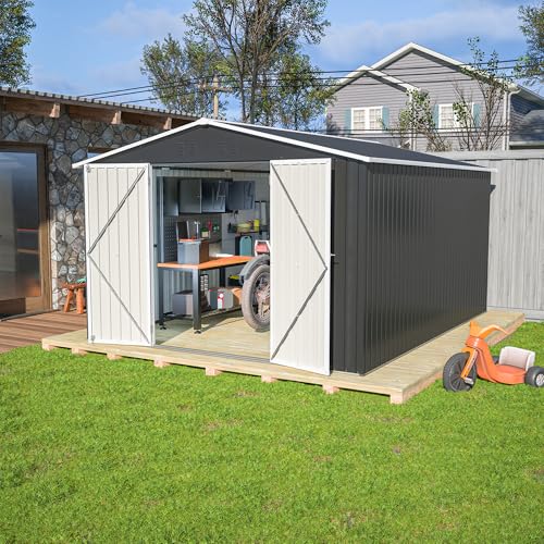 Outdoor Storage Shed 6x4 Ft, Heavy-Duty Resin Tool Shed with Lockable Doors Z7258