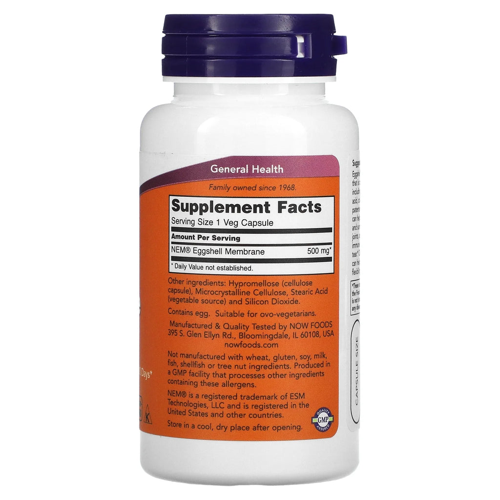 NOW Foods Eggshell Membrane 500 mg, 60 Veg Capsules D694494