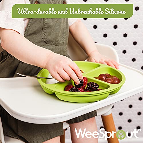 WeeSprout Suction Plates with Lids for Babies & Toddlers, 100% Silicone, 3 Pack S449223