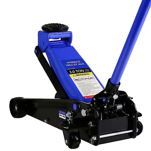Pvillez Floor Jack, Heavy Duty Hydraulic Low Profile Steel Racing Jack, 2 Ton Capacity Blue H10635