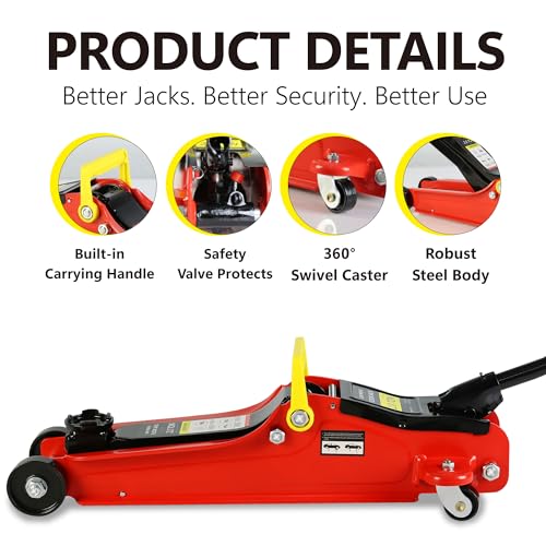 Pvillez Floor Jack, Heavy Duty Hydraulic Low Profile Steel Racing Jack, 2 Ton Capacity Blue H10635