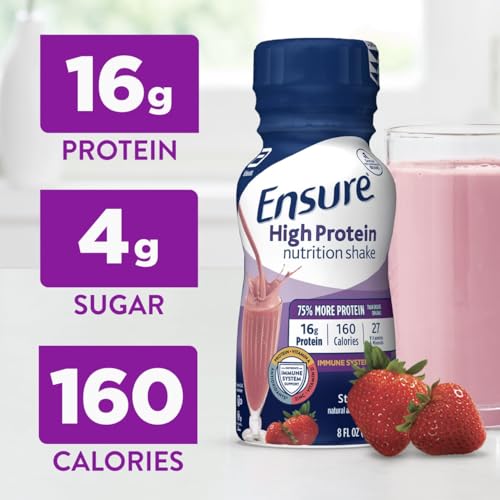 Ensure High Protein Strawberry Nutrition Shake, 16g Protein, 8 fl oz, 24 Pack V566
