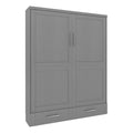 Queen Size Gray Murphy Wall Bed in Solid Wood, No Box Spring Needed, Easy Assembly