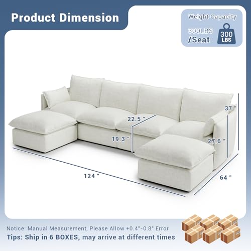 Cloud Modular Sectional Sofa, Waterproof Down Filled, High Backrest 5 Seater, Dark Gray J53470