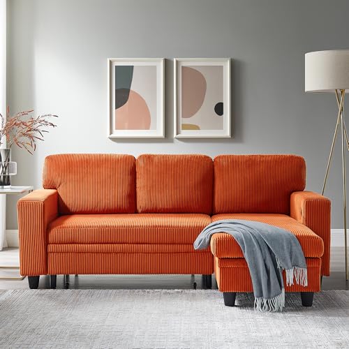RedLemon 80” L-Shaped Sleeper Sofa Bed with Storage Chaise, Beige B354