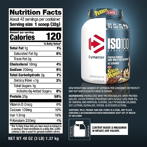 Dymatize x Fruity Pebbles ISO100 Whey Protein Powder, 25g Protein, 20 Servings N7653