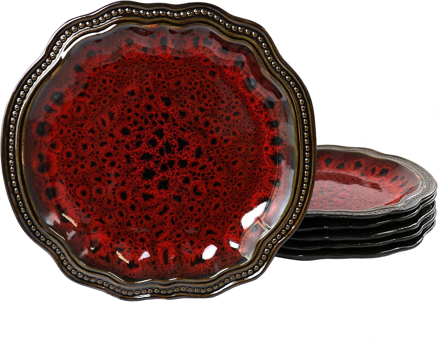 Elama Regency 6 Piece Stoneware Dinner Plate Set Red