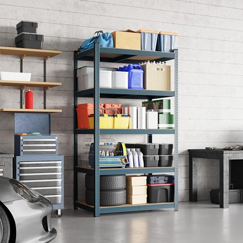 Yaheetech 5-Tier Heavy Duty Garage Shelving Unit, Adjustable Metal Storage Rack, Blue J339478