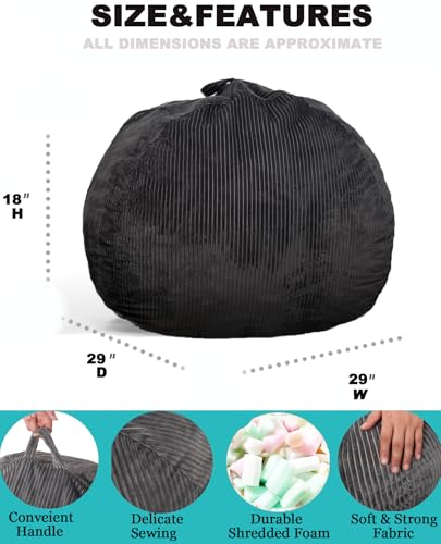 Faux Fur Bean Bag Chair for Adults with Filling, Blue J1419