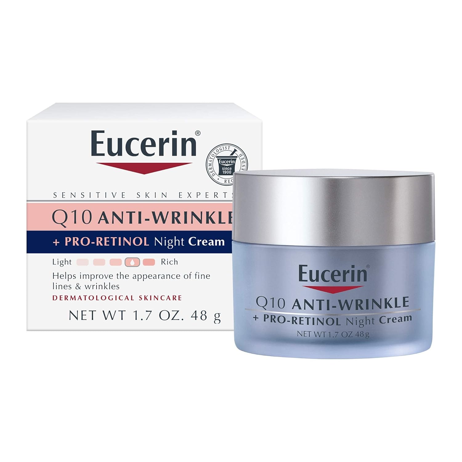 Eucerin Q10 Anti Wrinkle Face Cream & Night Cream Set for Sensitive Skin, 1.7 Oz Each R9325