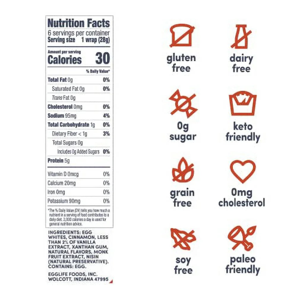 egglife egg white wraps, Sweet Cinnamon, 72 Total Wraps Z7814