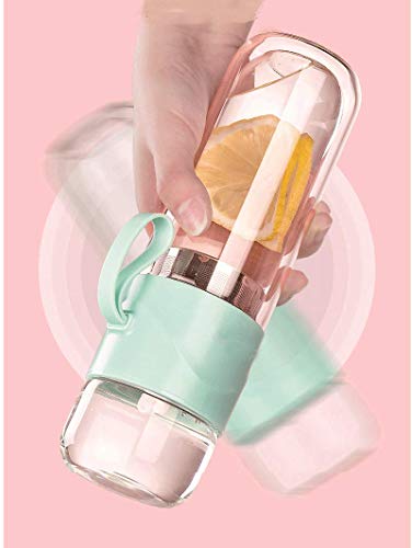 Double Wall Glass Tea Bottle with Infuser 14oz Blue Q159729