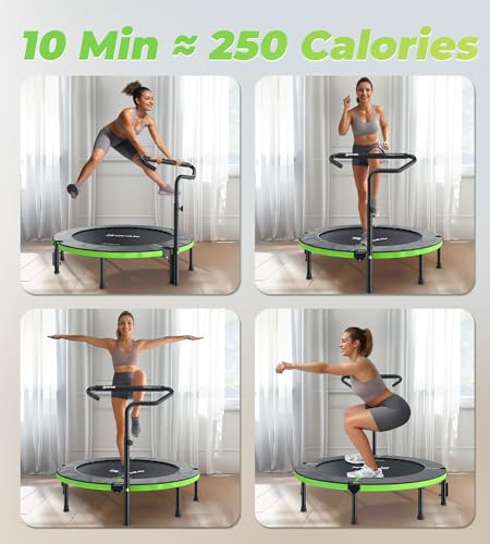 BCAN Foldable Mini Trampoline with Adjustable Foam Handle for Adults X4280