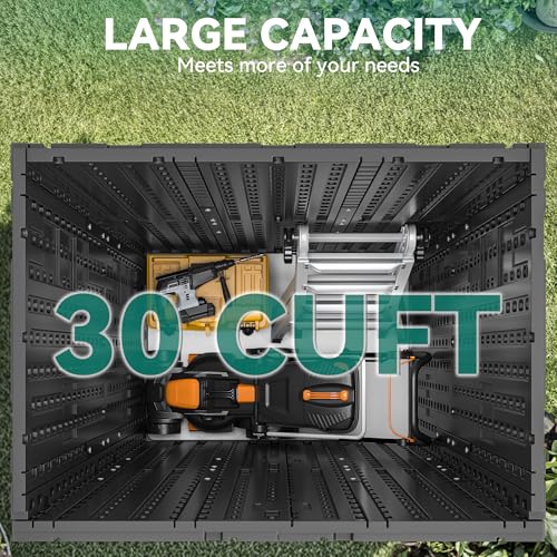 YITAHOME Outdoor Storage Cabinet with 2 Shelves, Waterproof Resin, Lockable, Dark Gray N641