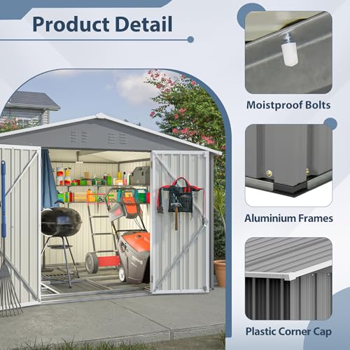 Outdoor Storage Shed 6x4 Ft, Heavy-Duty Resin Tool Shed with Lockable Doors Z7258