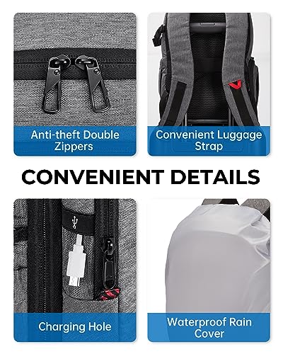 BAGSMART Camera Backpack, Expandable DSLR Travel Bag with 15.6" Laptop Compartment, Black L75343