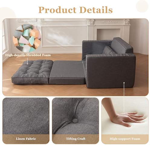 YOSHOOT Loveseat Sleeper Sofa 55" Convertible Sofa Bed Couch with Reclining Backrest U145129