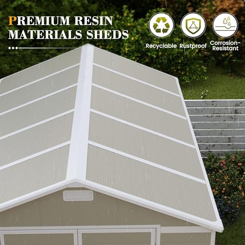 UDPATIO Outdoor Storage Shed 6x6 FT Resin Garden Shed with Lockable Door D90316