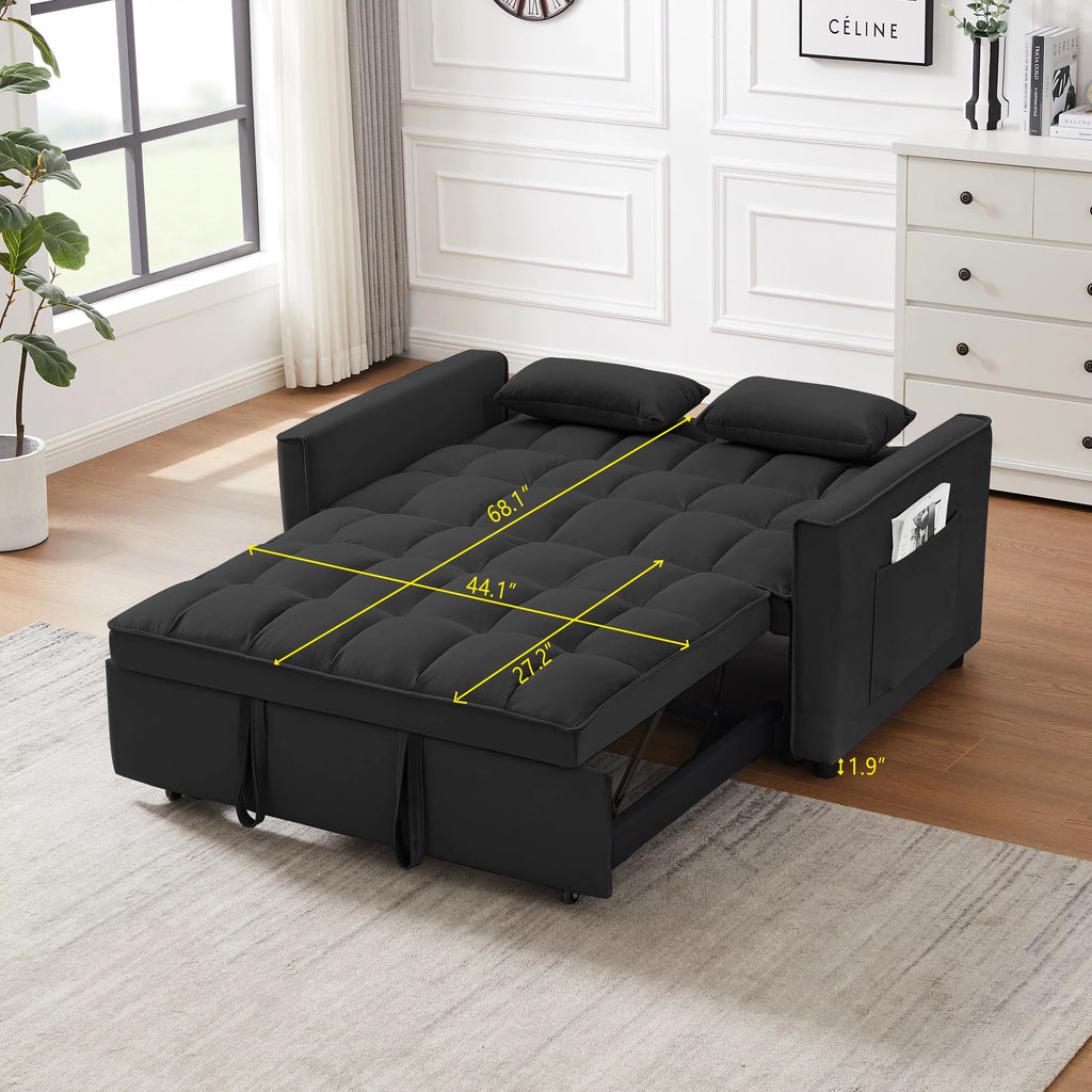 Hombay Modern Velvet Pull Out Convertible Sofa Bed with Reclining Backrest E65595