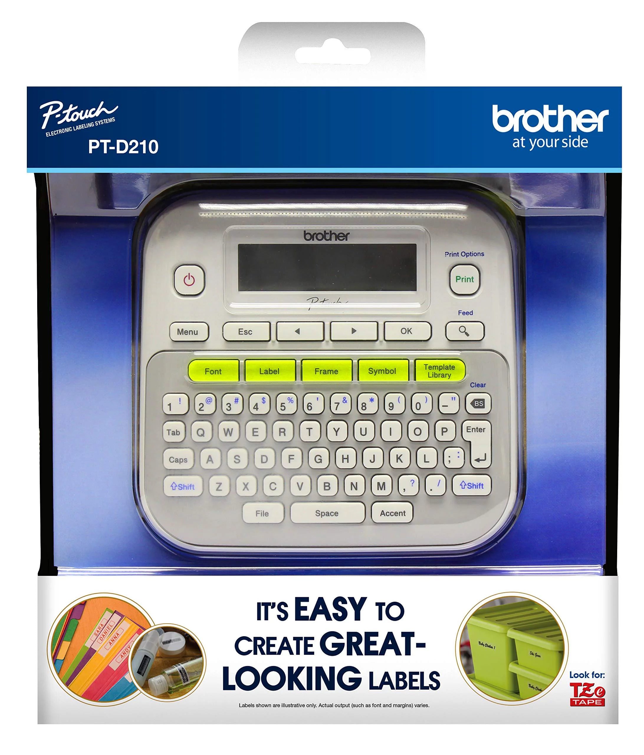 Brother P-touch PT-D210 Label Maker, White E49625