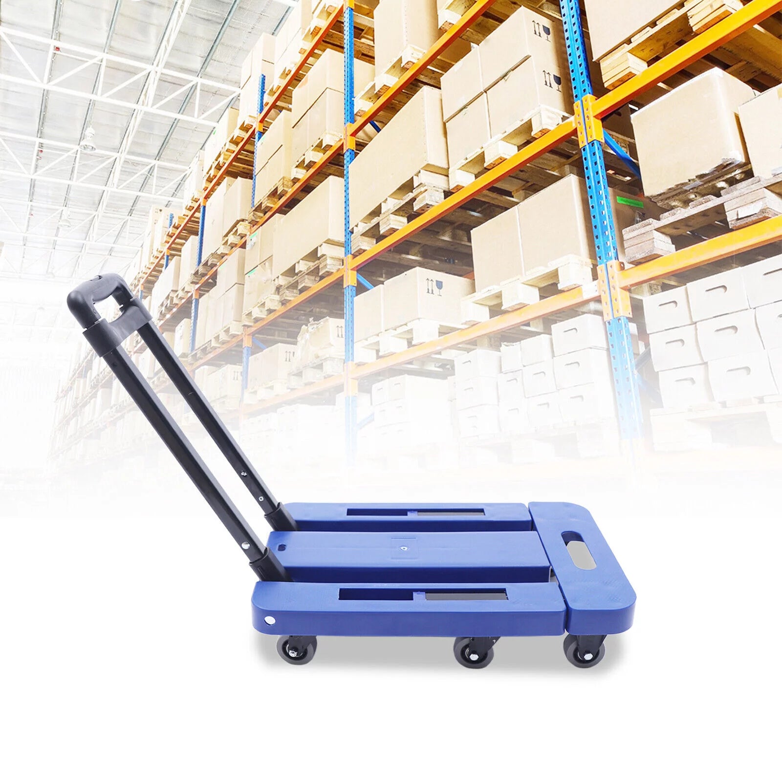 Folding Dolly Trolley Cart 220lbs Capacity 6 Wheels P5568
