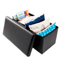 SamyoHome Faux Ottoman Leather Folding Footstool Home Organizer Rectangle Storage Furniture Black
