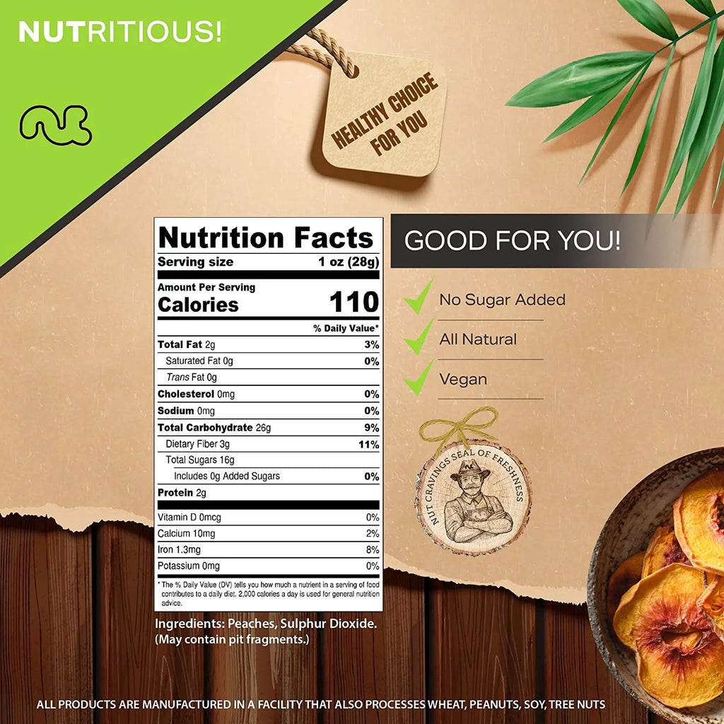 Nut Cravings Sun Dried California Peaches, No Sugar Added 32oz S3989