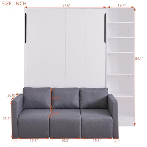 Ball & Cast Murphy Bed Queen Size with Cushion, White B692