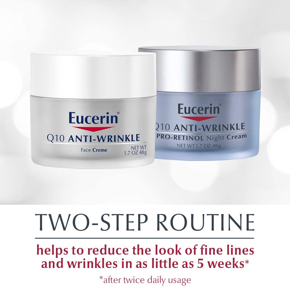 Eucerin Q10 Anti Wrinkle Face Cream & Night Cream Set for Sensitive Skin, 1.7 Oz Each R9325